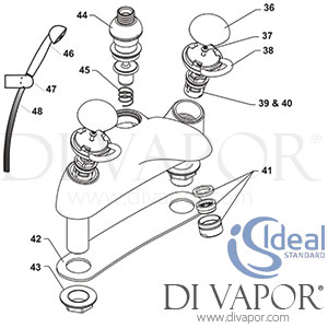 Ideal Standard Halo 2 Hole Bath Filler Tap Spare Parts - IDL DV 226